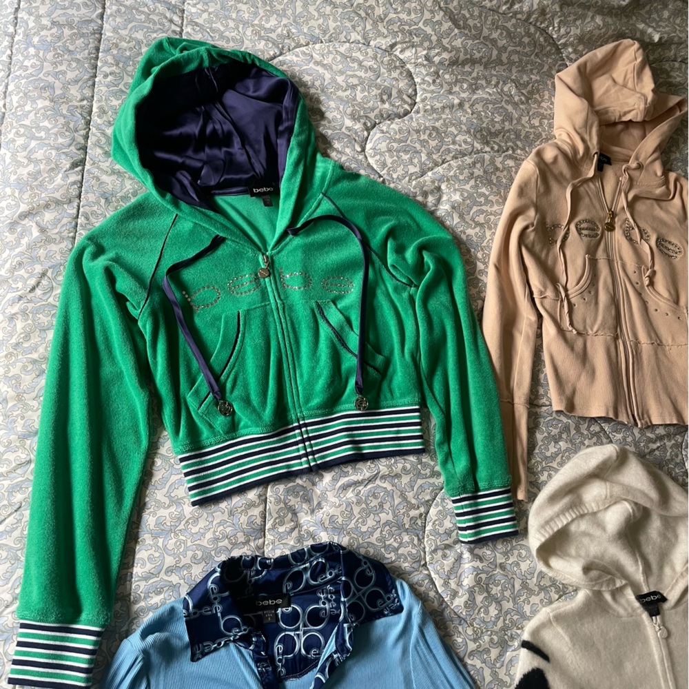 Authentic Bebe Teal Terry Cloth Jacket Sz XS/S